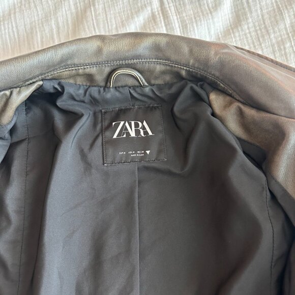 Zara Faux Leather Crop Biker Jacket - Picture 3 of 4